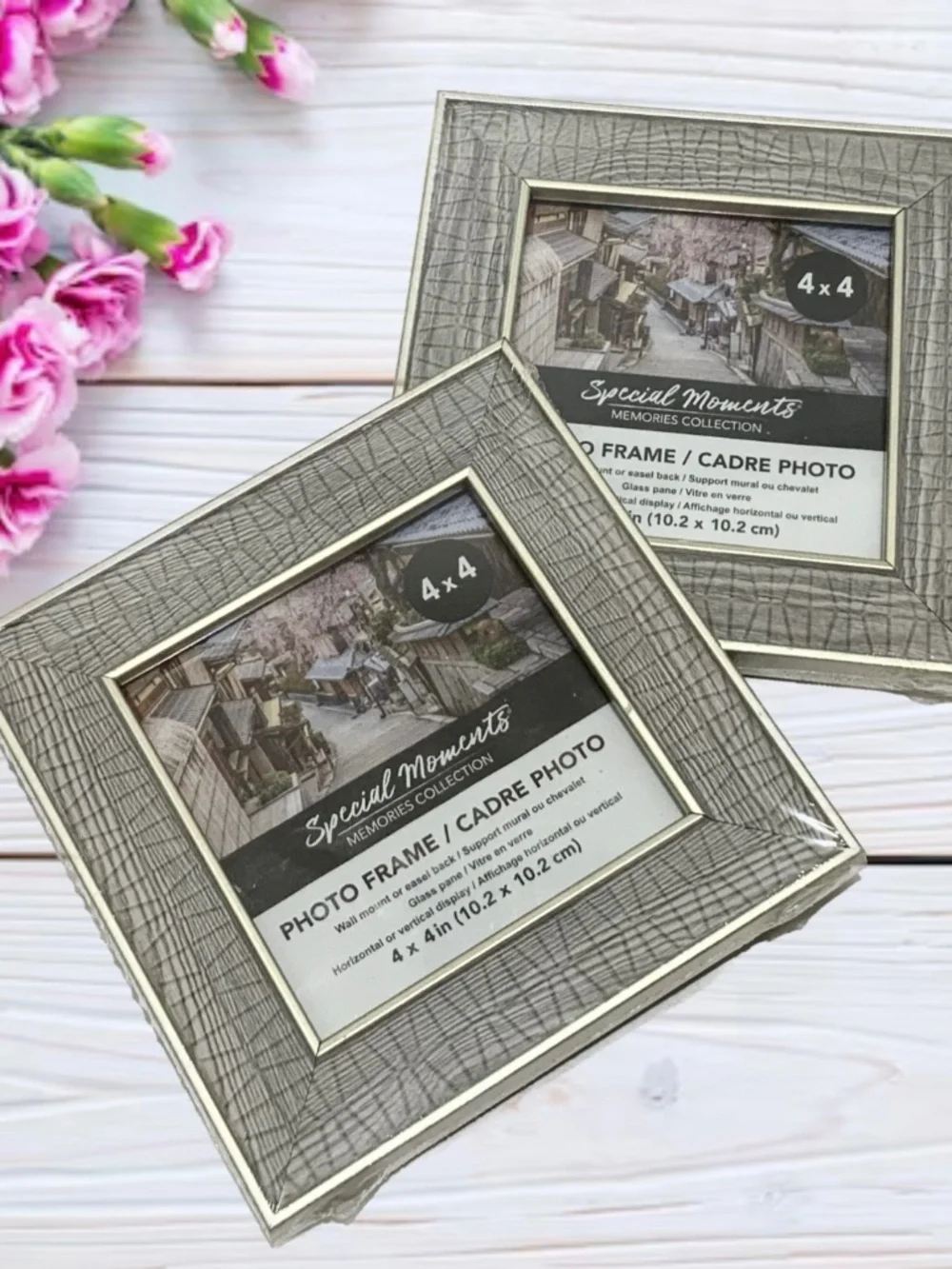 Set of 2 Picture Frames Silver Gray Photo Frame Poster Frame Gift Home Decor 4x4